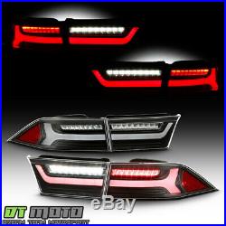 2004-2008 Acura TSX Black Full LED Tube Tail Lights Brake Lamps 4pcs Left+Right