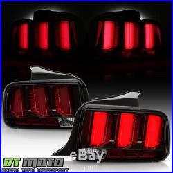 2005-2009 Ford Mustang LED Tube Sequential Signal Tail Lights Lamps Black with Red