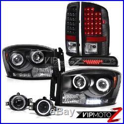 2007 2008 Dodge Ram 2500 Black Halo LED Headlights Taillights Foglamps Smoke 3rd