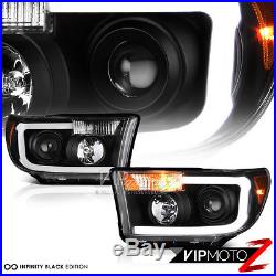 2007-2013 Toyota Tundra Smoked Led Tube Tail Raven Black Projector Head Lights