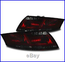 2007-2014 Audi Tt Tts Quattro Red/smoke Rear Led Tube Tail Lights Brake Lamp New