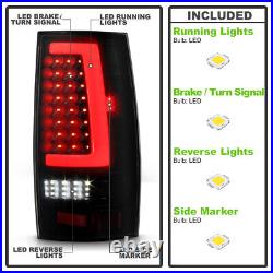 2007-2014 Chevy Suburban Tahoe GMC Yukon Black Smoked Full LED Tail Lights Lamps