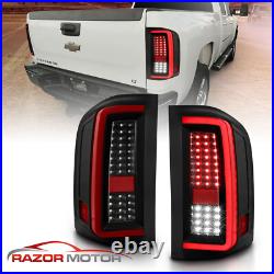 2007-2014 For Chevy Silverado 1500 2500 3500 Black LED Tail Lights Pair