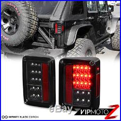 2007-2017 Jeep Wrangler JK Black LED Rear Signal Reverse Tail Lights Brake Lamps