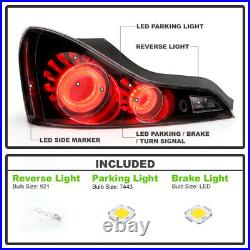 2008-2013 G37 / 14-15 Q60 Coupe Black Smoked 3D LED Tube Tail Lights Brake Lamps