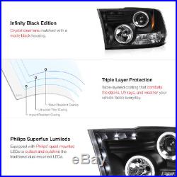 2009 2010 2011 2012 2013-2018 Dodge Ram Black Halo LED Headlights Tail Light SET