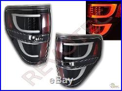 2009-2014 Ford F150 F-150 Pickup G2 Black LED Tube Tail Lights Lamps RH & LH