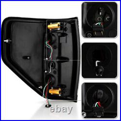 2009-2014 Ford F150 Pickup Black Full LED Tube Tail Lights Brake Lamps