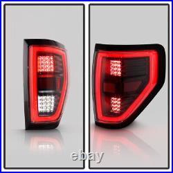 2009-2014 Ford F150 Pickup Black Full LED Tube Tail Lights Brake Lamps