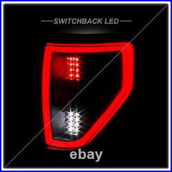 2009-2014 Ford F150 Pickup Black Full LED Tube Tail Lights Brake Lamps