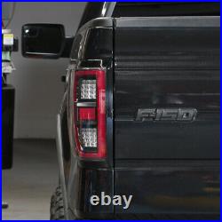 2009-2014 Ford F150 Pickup Black Full LED Tube Tail Lights Brake Lamps