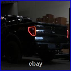 2009-2014 Ford F150 Pickup Black Full LED Tube Tail Lights Brake Lamps