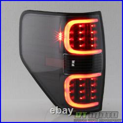 2009-2014 Ford F150 Pickup Black LED Tube Tail Lights Brake Lamps Set Left+Right