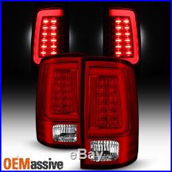 2009-2017 Dodge Ram 1500 2500 3500 Red Clear LED Tube Tail Lights Brake Lamps