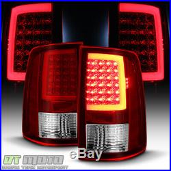 2009-2018 Dodge Ram 1500 10-18 2500 3500 Red Clear LED Tube Tail Lights Lamps