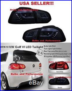 2010 2011 2012 2013 2014 VW Golf, GTI, R, Mk6 Smoked 3D LED Tail Lights Lamps