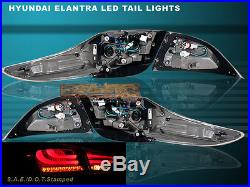 2011 2013 ELANTRA LED TAIL LIGHTS BLACK 4PCS (OUTER PCS With BULB) BMW STYLE