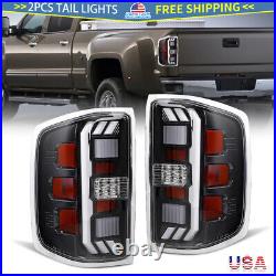 2014-2018 Shiny Black Tail Lights LED For Chevy Silverado 1500/2500HD/3500HD