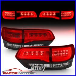 2014-2021 Jeep Grand Cherokee Red Black Clear LED Brake Tail Lights Pair