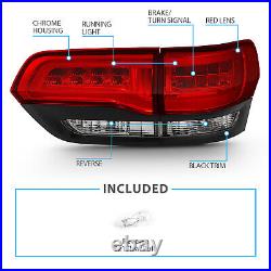 2014-2021 Jeep Grand Cherokee Red Black Clear LED Brake Tail Lights Pair