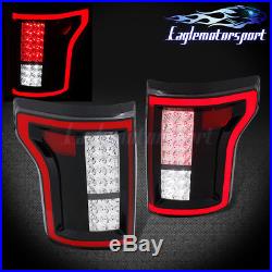 2015 2016 2017 Ford F-150 Pickup Full LED Red Black Brake Tail Lights Pair