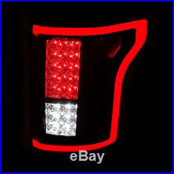 2015 2016 2017 Ford F-150 Pickup Full LED Red Black Brake Tail Lights Pair