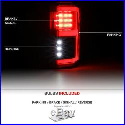 2015-2018 Ford F150 withBLIS Red Clear LED Bar Tail Light+Smoke License Plate Lamp