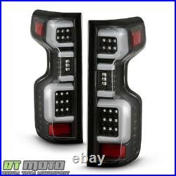 2019-2020 Chevy Silverado 1500 Incandescent Model Black LED Tail Lights Lamps