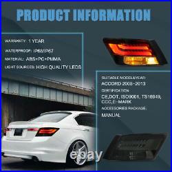 2PCS VLAND LED Tail Lights Rear Brake Lamps Smoked For 2008-2013 Honda Accord