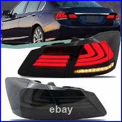 2VLAND SMOKED LED Tail Lights For 2013-2017 Honda Accord Sedan Rear Brake Lamps