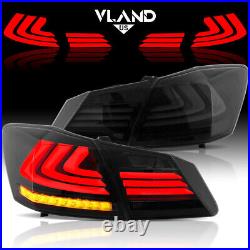 2VLAND SMOKED LED Tail Lights For 2013-2017 Honda Accord Sedan Rear Brake Lamps