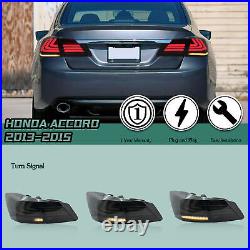 2VLAND SMOKED LED Tail Lights For 2013-2017 Honda Accord Sedan Rear Brake Lamps
