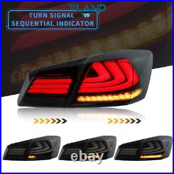 2VLAND SMOKED LED Tail Lights For 2013-2017 Honda Accord Sedan Rear Brake Lamps