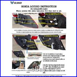 2VLAND SMOKED LED Tail Lights For 2013-2017 Honda Accord Sedan Rear Brake Lamps