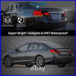 2VLAND SMOKED LED Tail Lights For 2013-2017 Honda Accord Sedan Rear Brake Lamps