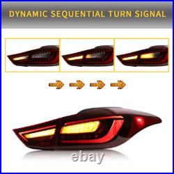 2X VLAND Red LED Tail Lights For 2011-2016 Hyundai Elantra Sequential Rear Lamps