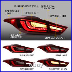 2X VLAND Red LED Tail Lights For 2011-2016 Hyundai Elantra Sequential Rear Lamps