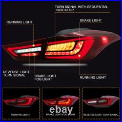 2X VLAND Red LED Tail Lights For 2011-2016 Hyundai Elantra Sequential Rear Lamps