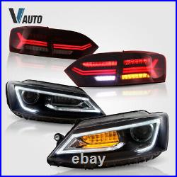 2 Headlights & 2 Red Tail Lights For 2011-2014 Volkswagen VW Jetta Assembly