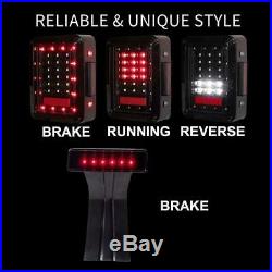 2 Pcs LED Rear Tail Lights + Third High Brake Light for 07-18 Jeep Wrangler JK