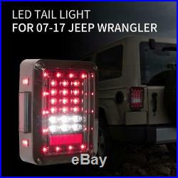 2 Pcs LED Rear Tail Lights + Third High Brake Light for 07-18 Jeep Wrangler JK