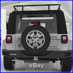2 Pcs LED Rear Tail Lights + Third High Brake Light for 07-18 Jeep Wrangler JK