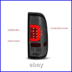 (3D LED C-SHAPE BAR) Smoked Lens Rear Tail Brake Lights for 08-16 Ford F250-F550