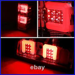 3D LED DRL C-Bar Tail Brake Lights for Silverado Sierra HD 14-19 Chrome Smoked