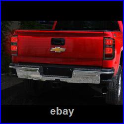 3D LED DRL C-Bar Tail Brake Lights for Silverado Sierra HD 14-19 Chrome Smoked