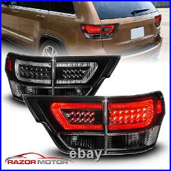 4PCS LED C Bar Tail Lights For 2011-2013 Jeep Grand Cherokee Black Clear Pair