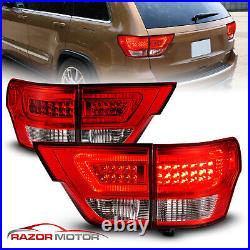 4PCS LED C Bar Tail Lights Pair For 2011-2013 Jeep Grand Cherokee Red Clear