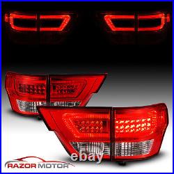4PCS LED C Bar Tail Lights Pair For 2011-2013 Jeep Grand Cherokee Red Clear