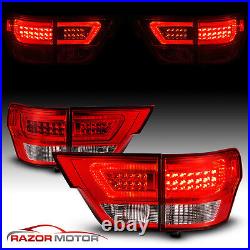 4PCS LED C Bar Tail Lights Pair For 2011-2013 Jeep Grand Cherokee Red Clear