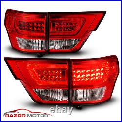 4PCS LED C Bar Tail Lights Pair For 2011-2013 Jeep Grand Cherokee Red Clear